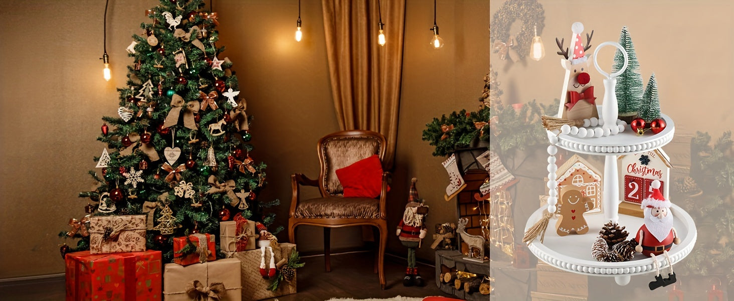 Farmhouse Wooden 2 Tiered Tray