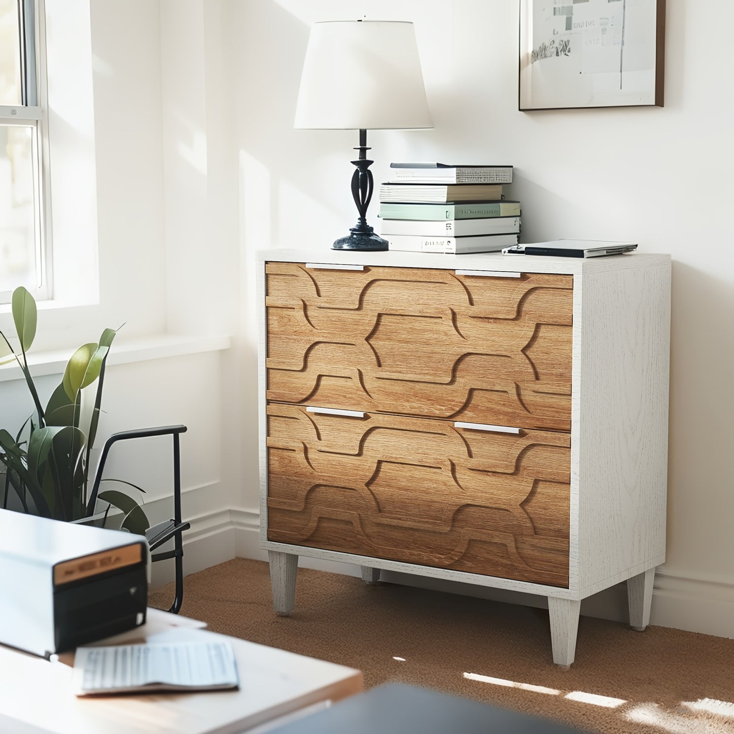 Harper Wide 2-Drawer Wooden Lateral File Cabinet | Home Office Storage for Letter & Legal Files