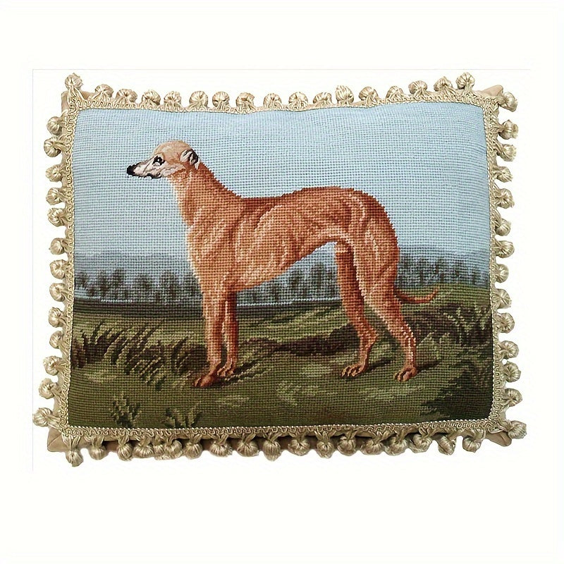 Decorative Needlepoint Hand-Embroidered Wool Throw Pillow