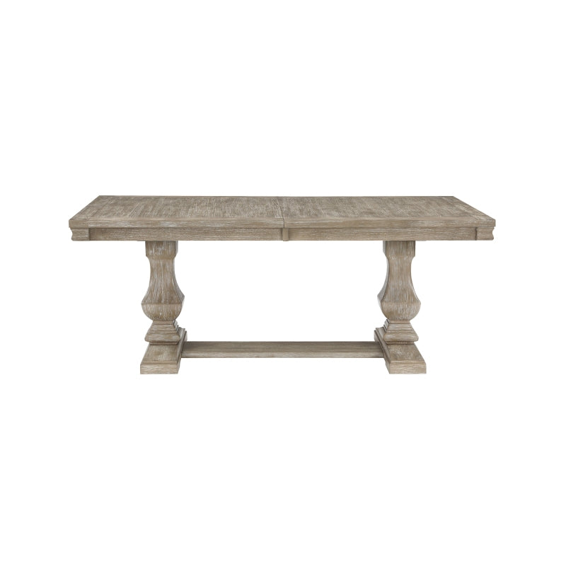Traditional Style 7pcs Dining Set Table with Extension Leaf and 6x Side Chairs Brownish Gray Finish Wooden Dining Kitchen Furniture
