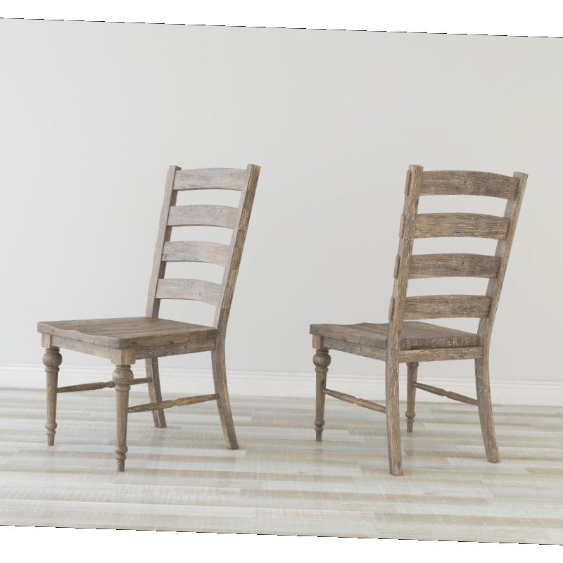 Neutral Taupe Ladderback Dining Chairs – Set of Two