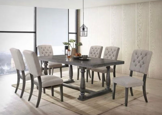 Everly Weathered Oak Dining Table - Farmhouse Charm, Expandable Design, Quick Assembly
