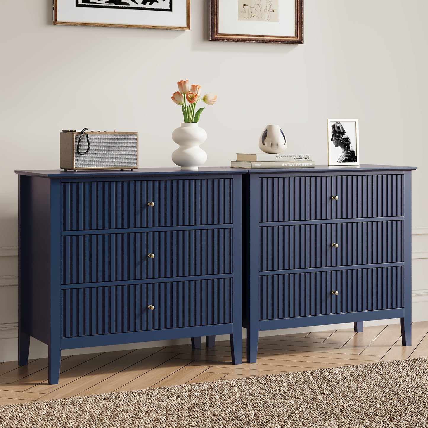 30″ Fluted Nightstand Collection — Sleek Storage Chests in Multiple Finishes