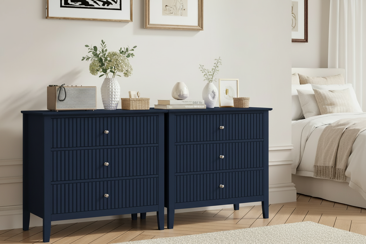 30″ Fluted Nightstand Collection — Sleek Storage Chests in Multiple Finishes