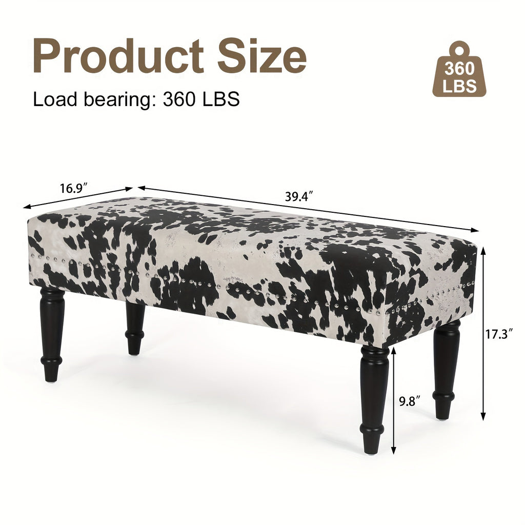 Cow Hide decorative accent bench