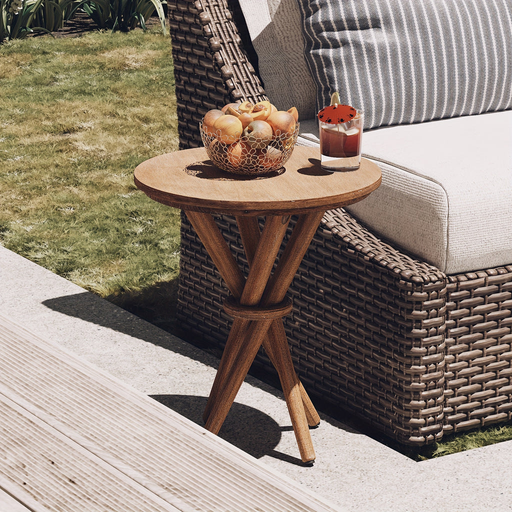 Farmhouse Round Wood End Table