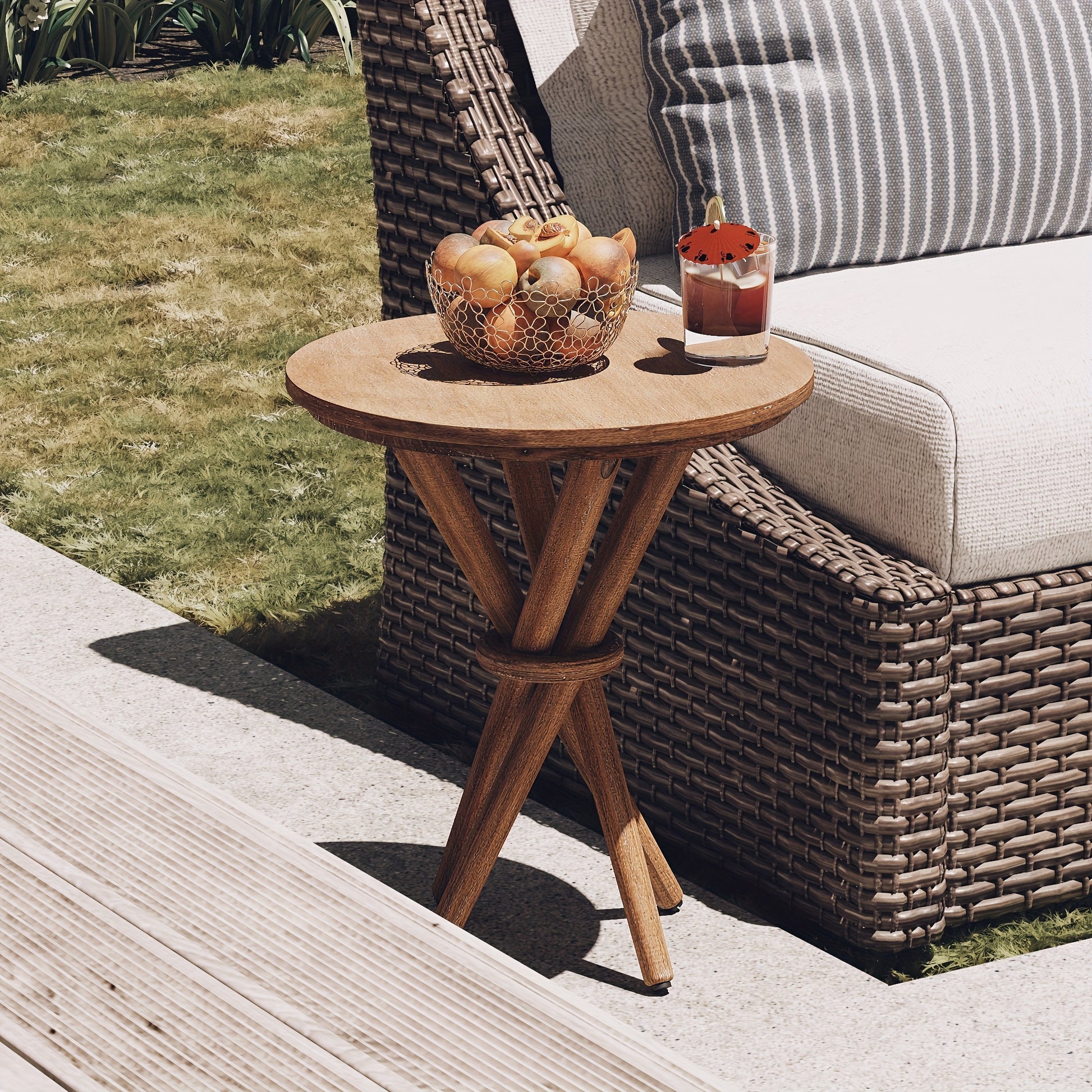 Farmhouse Round Wood End Table - solid wood furniture by Chic Woods