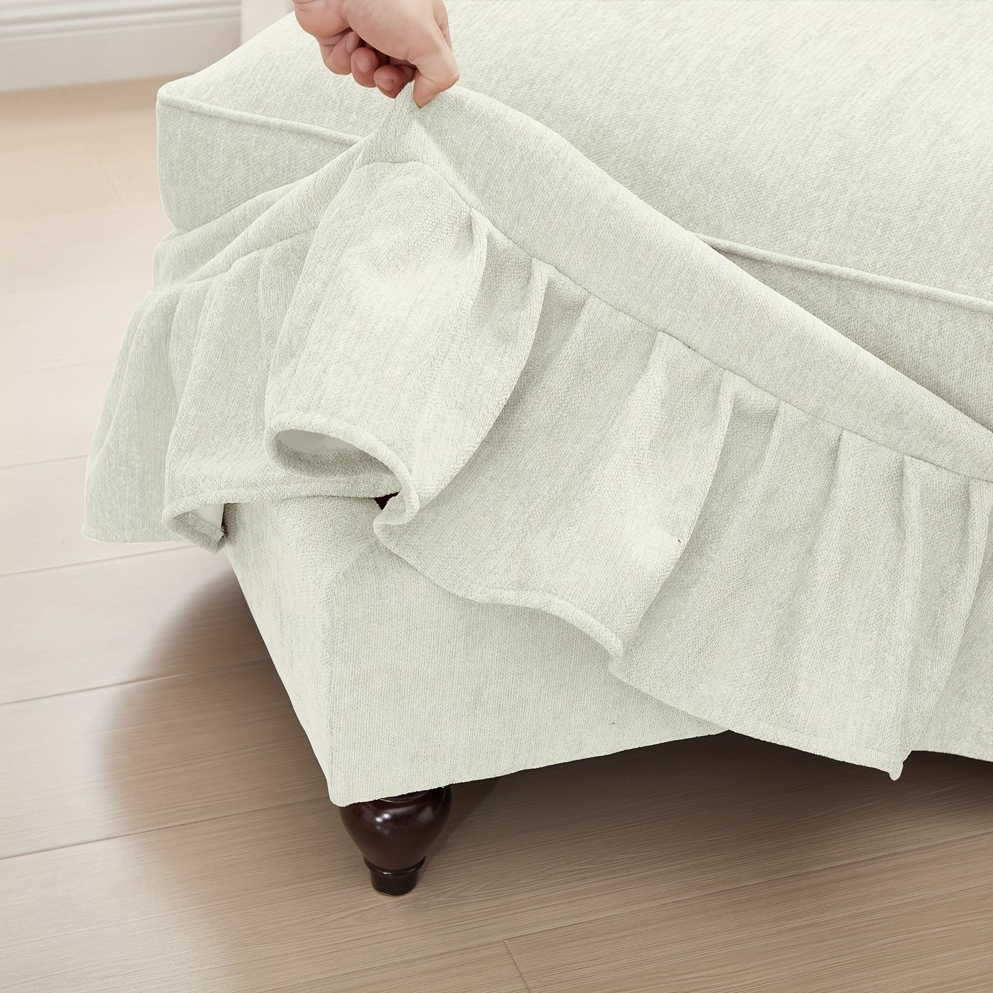 76.4 Inch Chenille Modular Sectional Sofa - 2-Seat L-Shaped Couch with Detachable Ruffled Skirt, Plush Foam Cushions & Hardwood Frame, Comfy Deep Seat, Retro Modern Design for Living Room & Apartment, Easy Assembly, Durable &