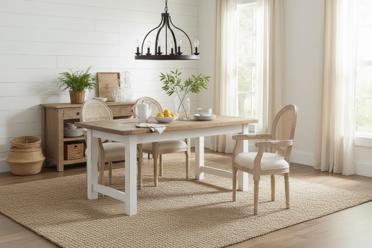 Rattan Cane Round-Back Arm Chairs — Set of Two