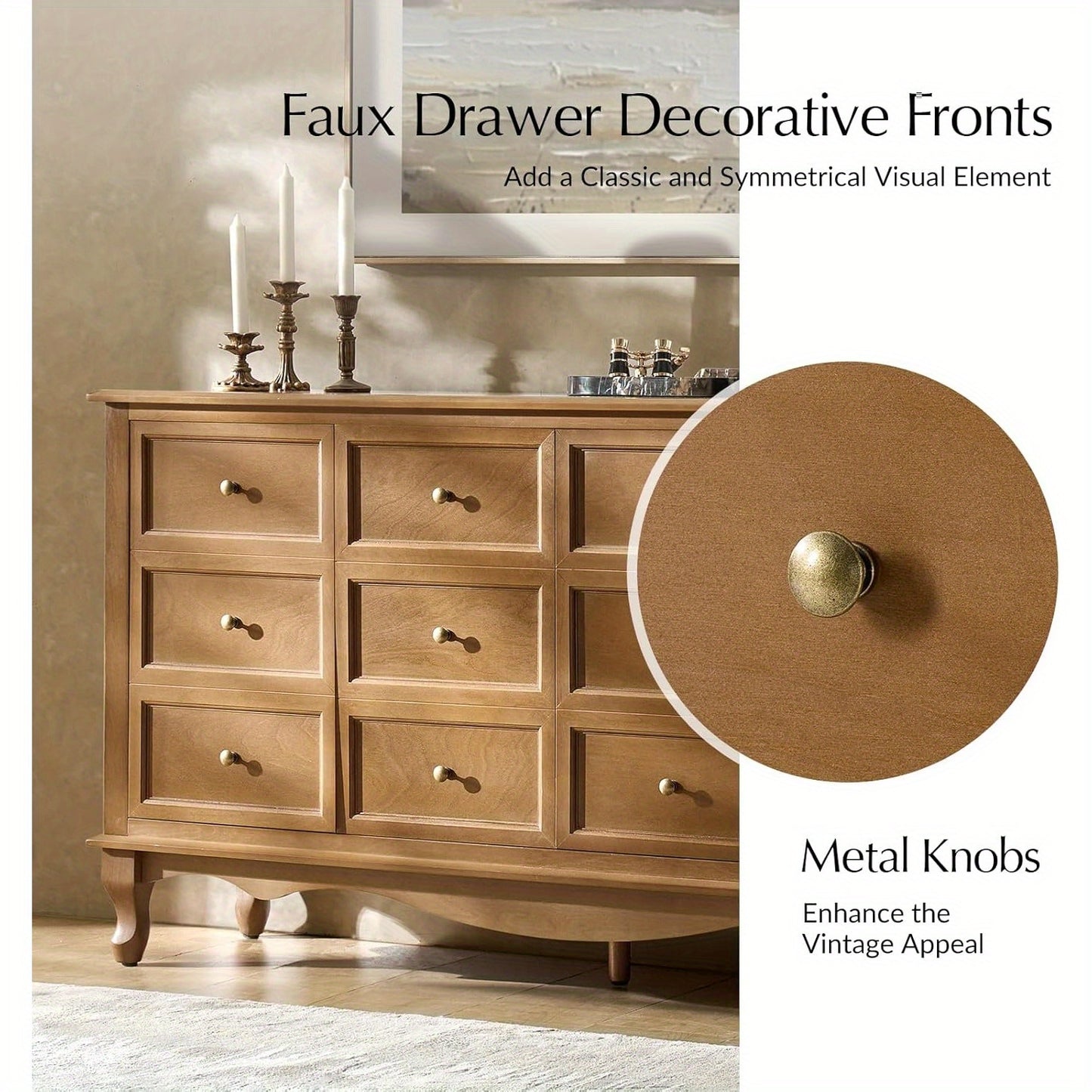 Everwoods 58” Solid Wood Buffet Cabinet