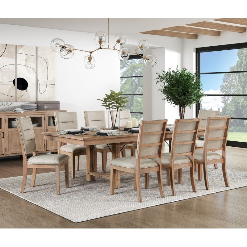 9pcs Expandable Dining Table and Chair Set with Self-Storing Leaf Table & Retro Beige Suitable for Small Spaces, Space-Saving Modern Furniture, Table for Apartments,, Gatherings
