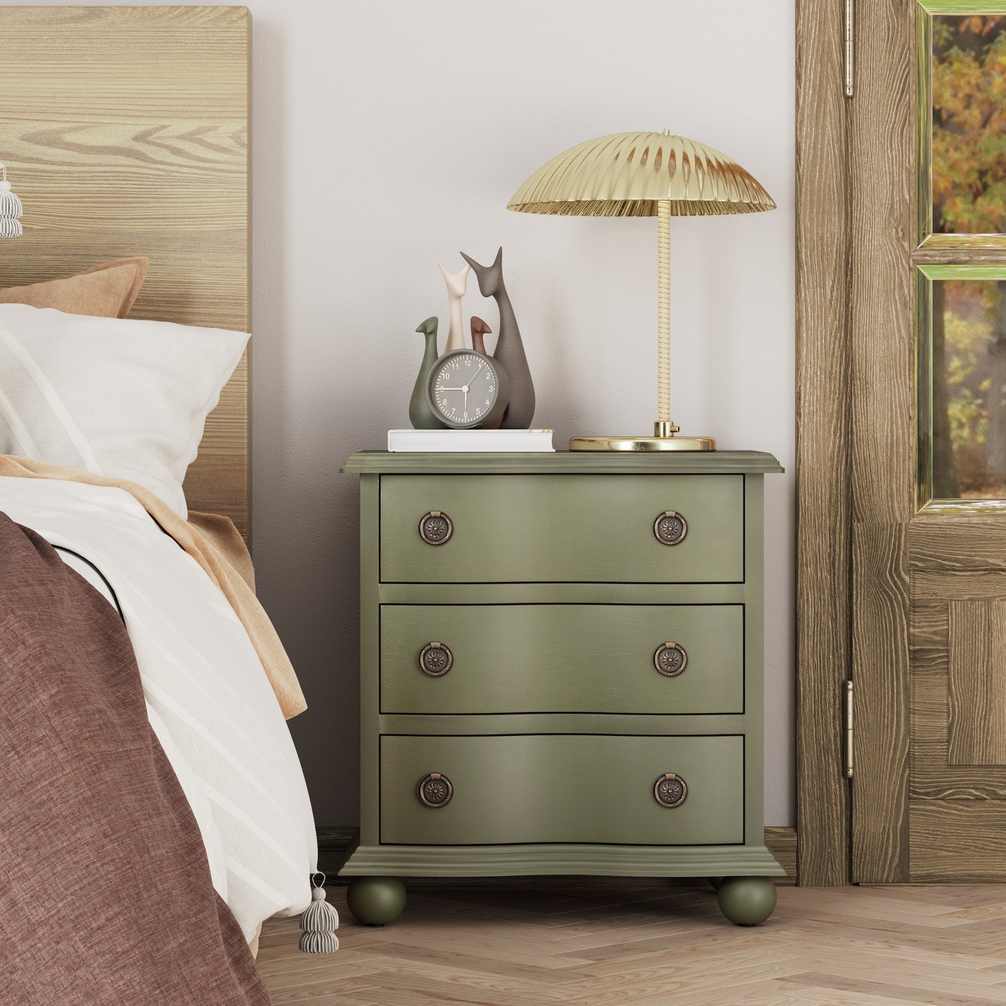 Harrington Farmhouse 3-Drawer Nightstand