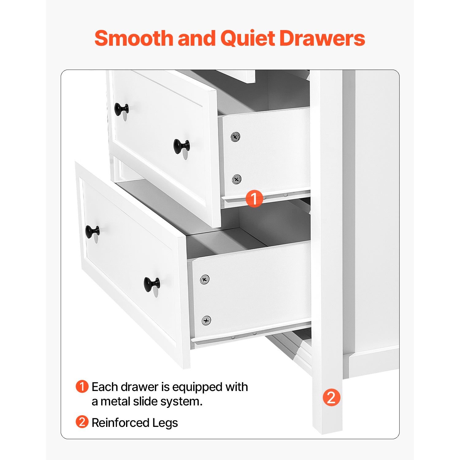 Harborview 6 - Drawer White Dresser – Anti - Tip Safety & Smooth - Slide Drawers - solid wood furniture by Chic Woods