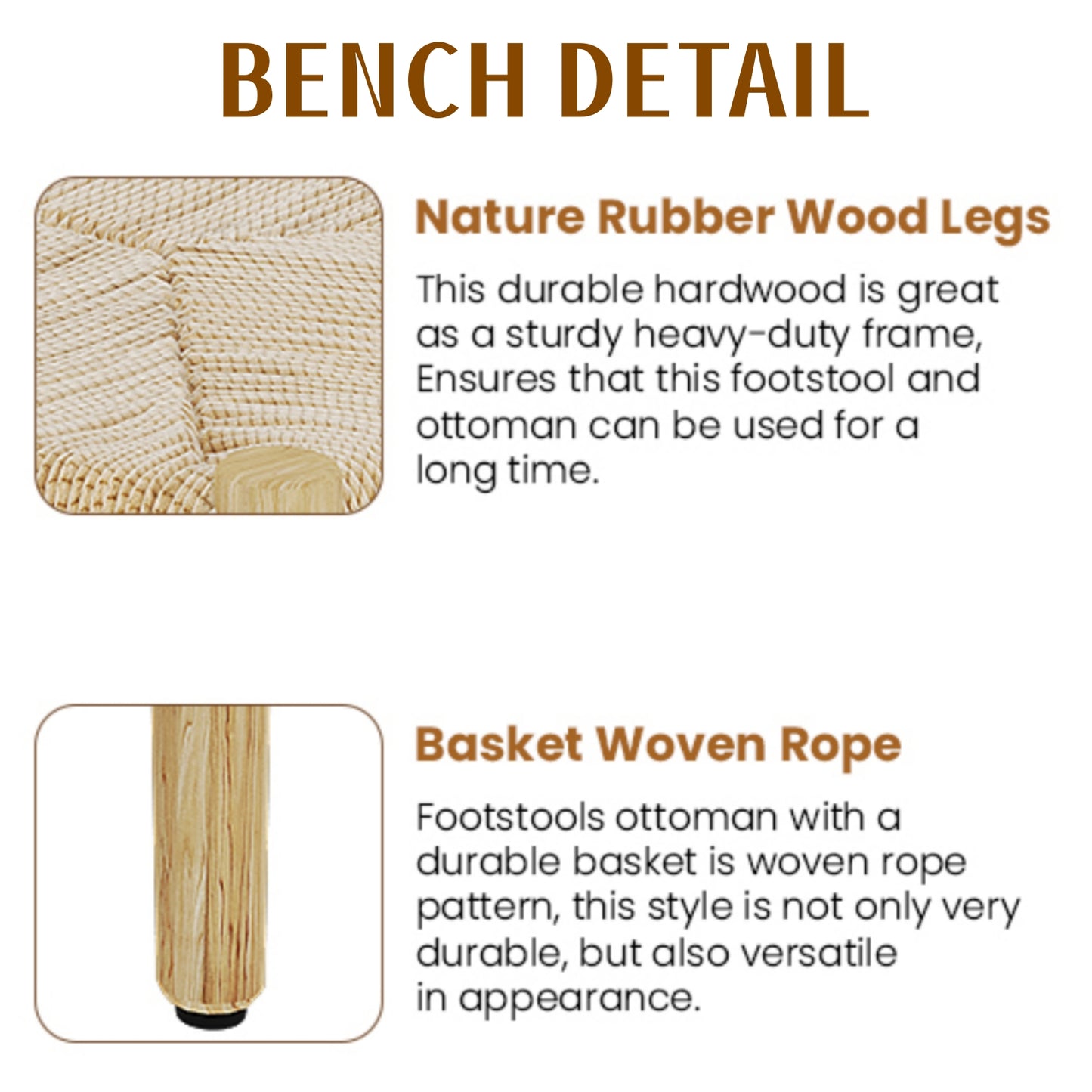 Cambria Rattan Storage Bench | 39” Woven Seat with Baskets
