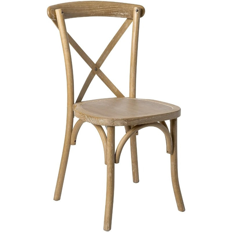 Heritage Cross-Back Dining Chair in Natural + White Grain by Chic Woods