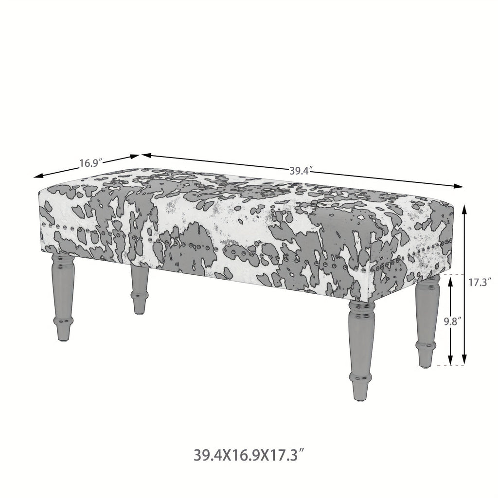 Cow Hide decorative accent bench