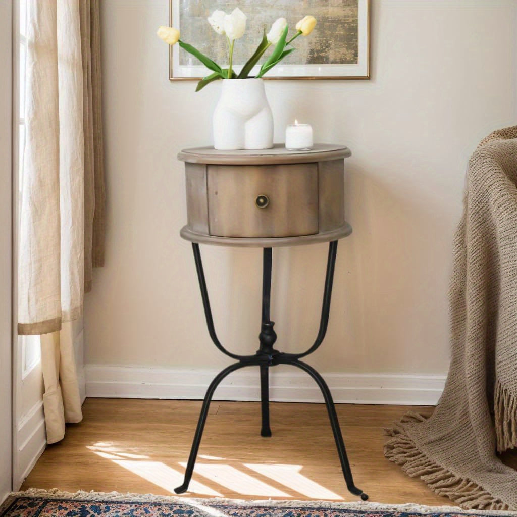 Round Wooden Accent Table