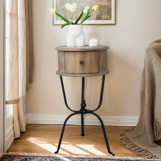 Round Wooden Accent Table