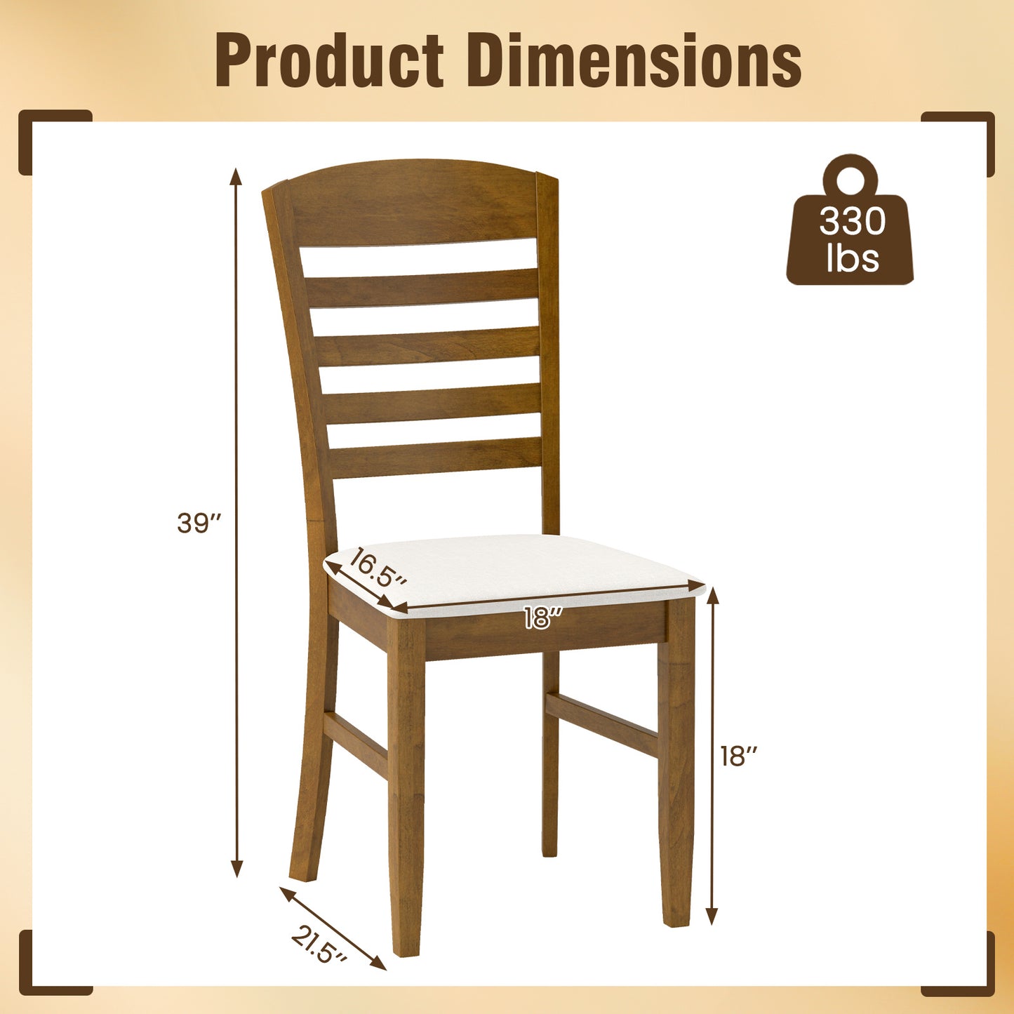 Hartwell Farmhouse Dining Chairs (Set of 4) | Slatted Back & Upholstered Seat