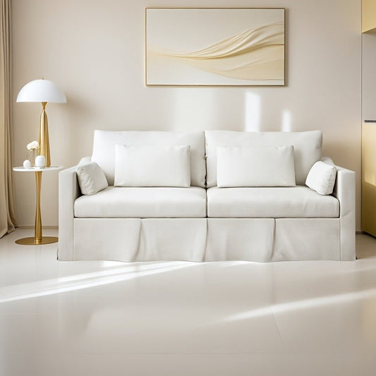 The Linden 84” Modern Loveseat — Slipcover Style - solid wood furniture by Chic Woods