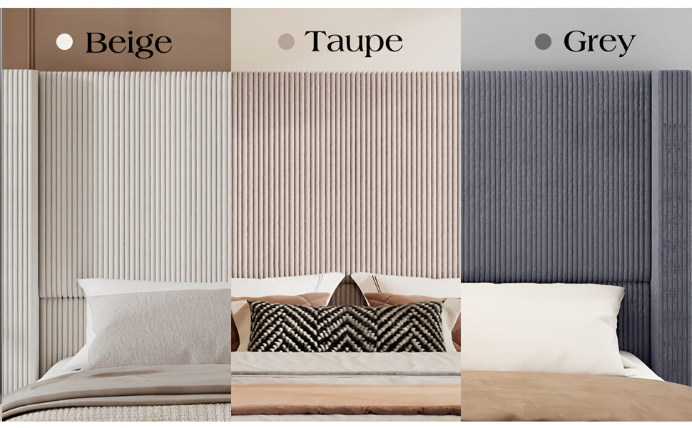 Upholstered Wingback Platform Bed Frame