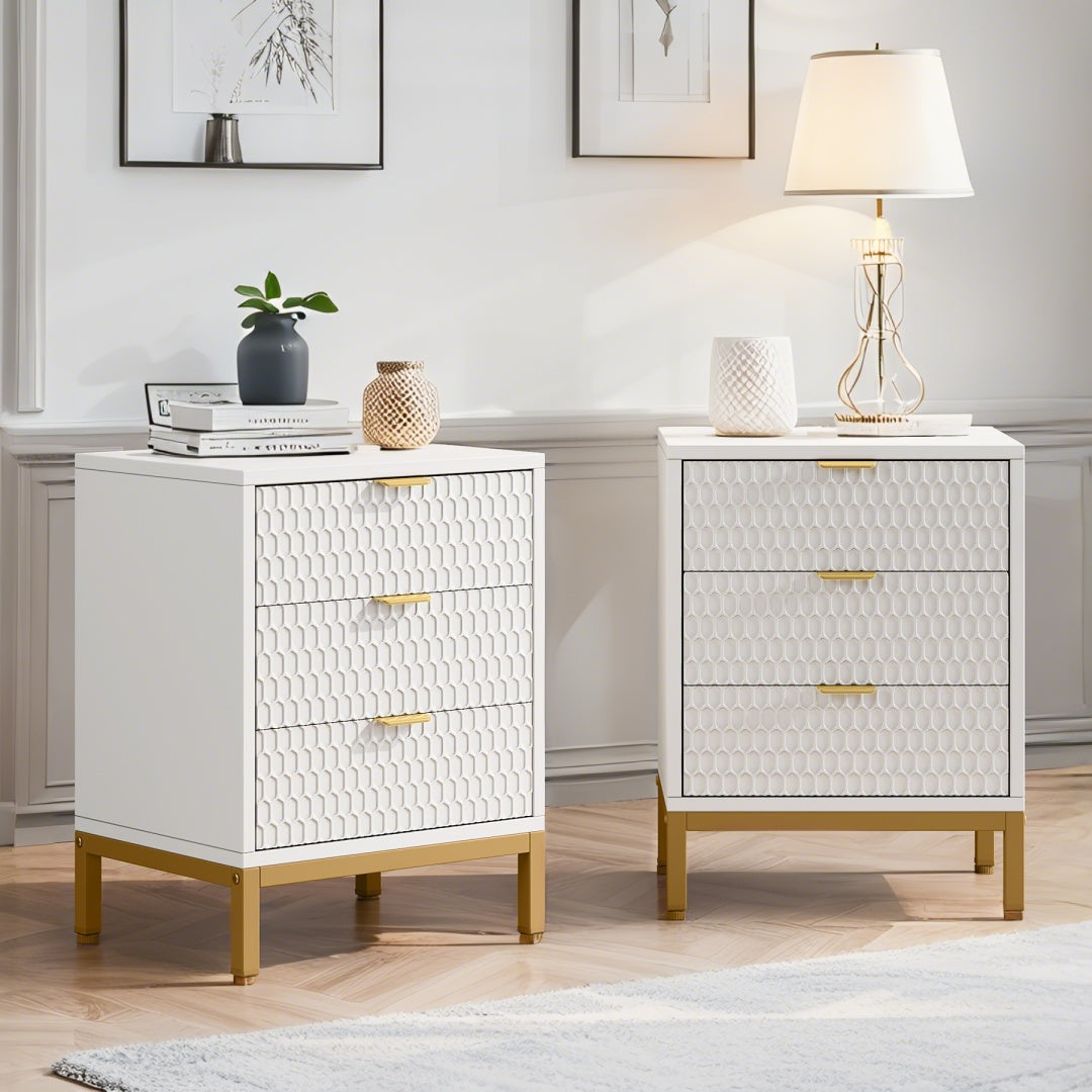 Modern White 3-Drawer Nightstand