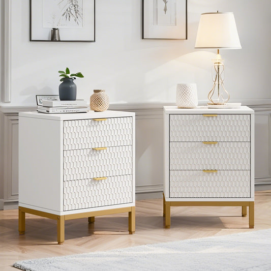 Modern White 3-Drawer Nightstand