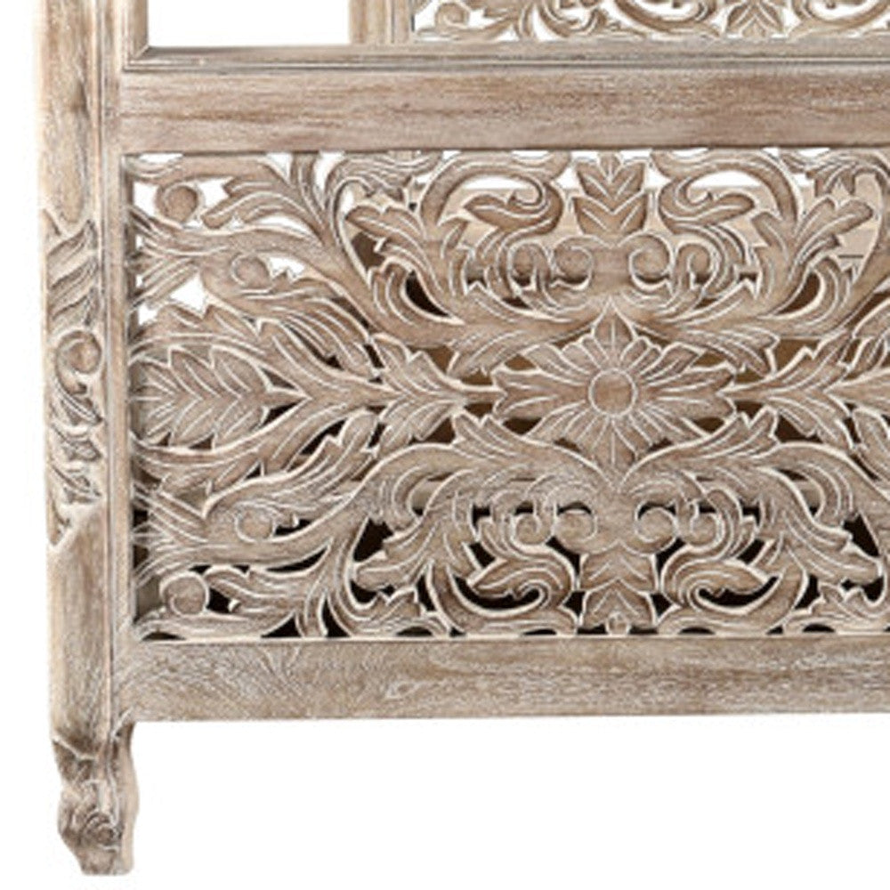 Florence Floral Hand-Carved Solid Wood King Bed