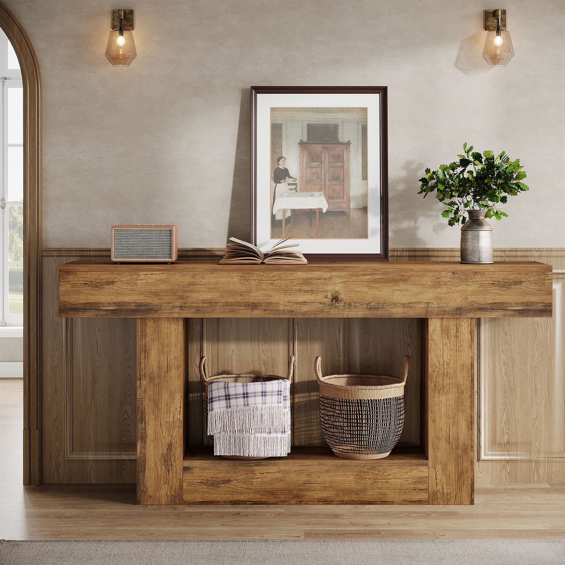 63" Farmhouse 2-Tier Entryway Table