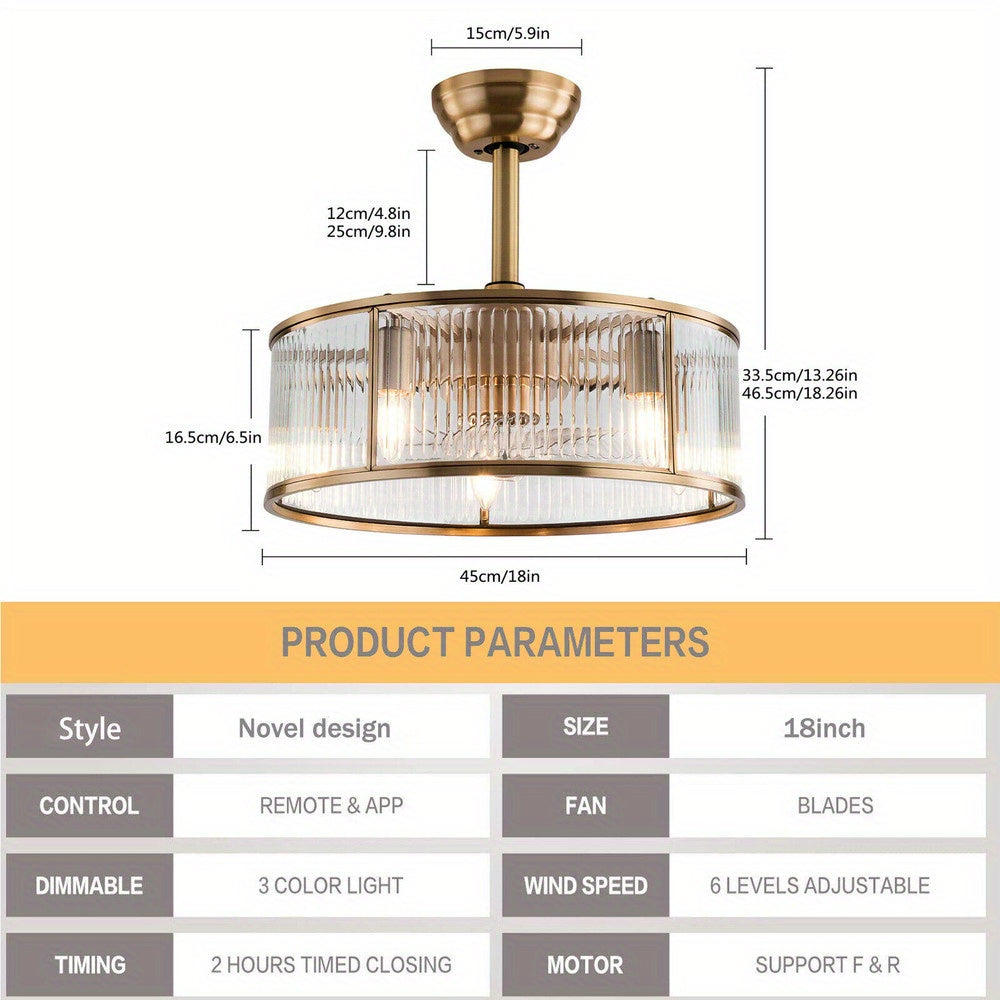 Aveline 5-Light Antique Gold Ceiling Fan Chandelier