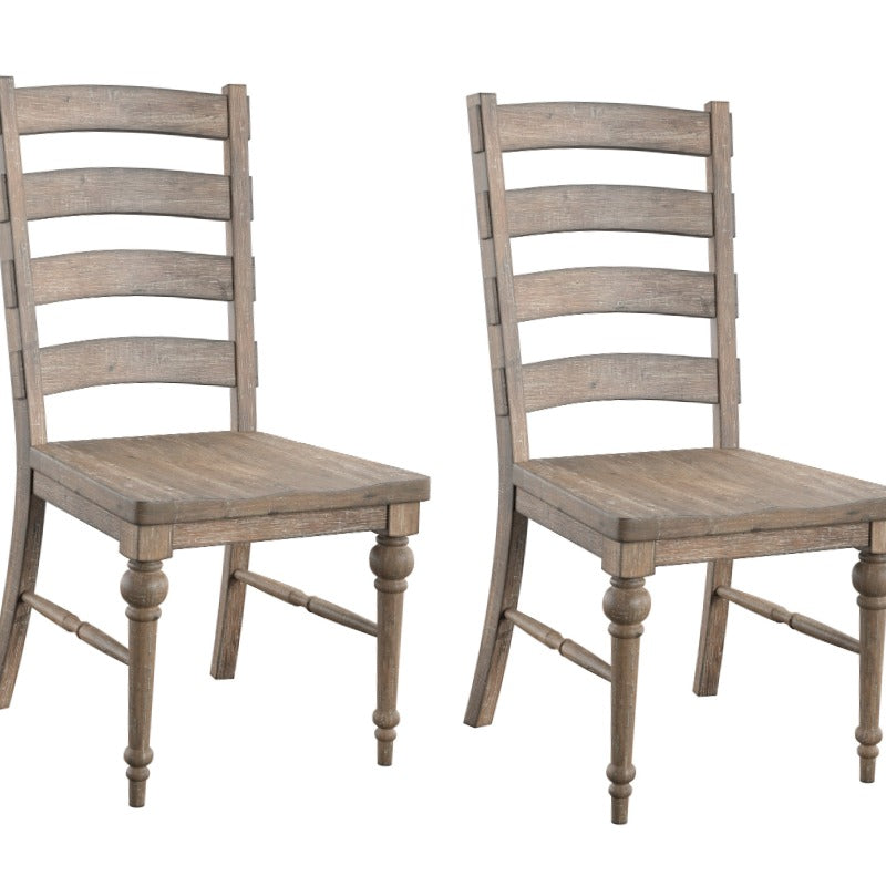 Neutral Taupe Ladderback Dining Chairs – Set of Two