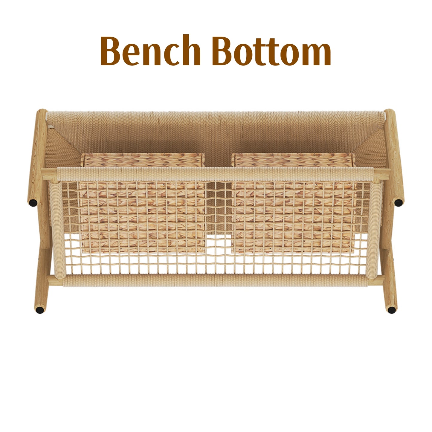 Cambria Rattan Storage Bench | 39” Woven Seat with Baskets
