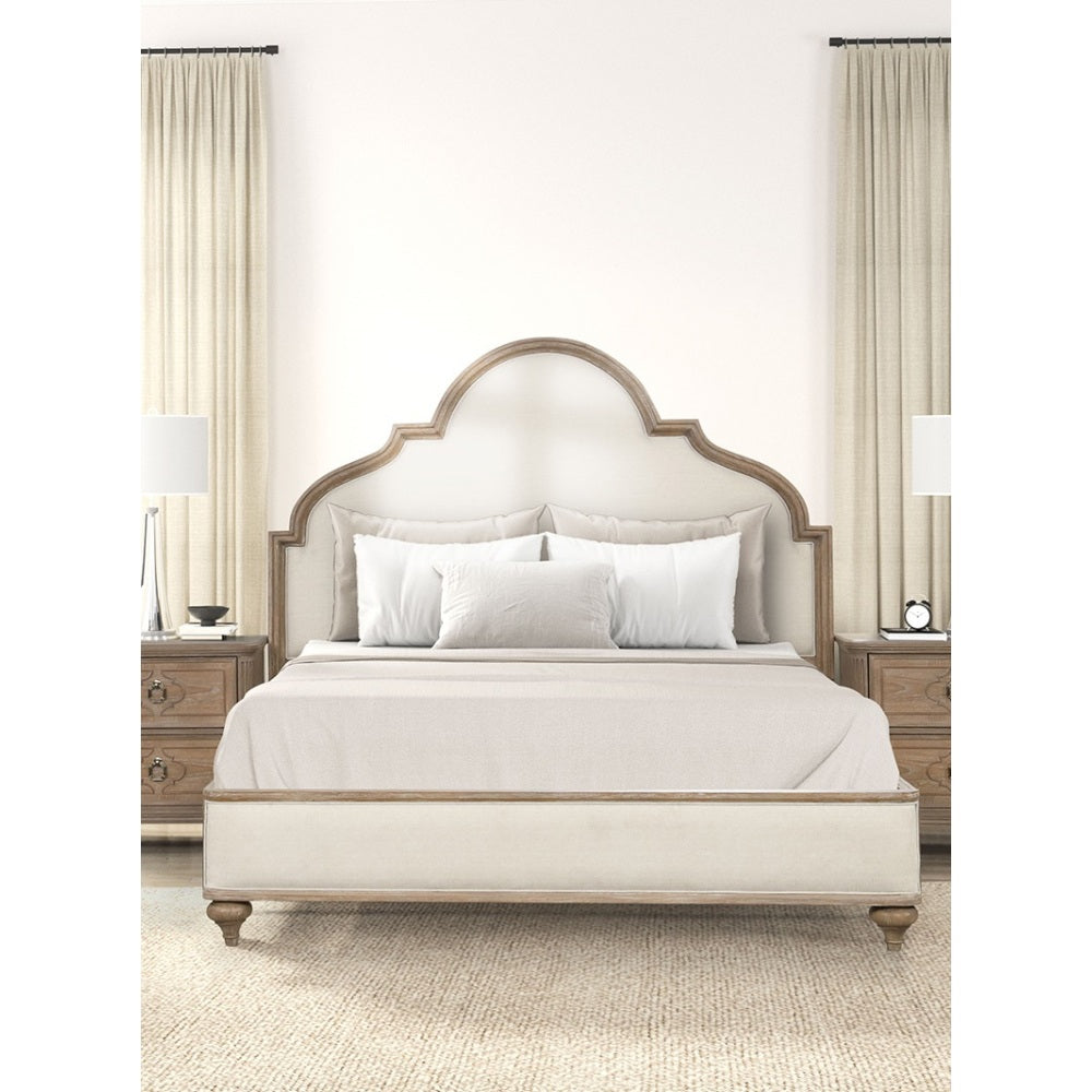 Oakridge Rustic Oak King Bed | Solid Wood Upholstered Frame