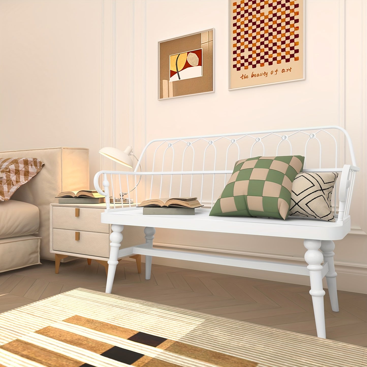 Farmhouse Spindle Back Wooden Bench