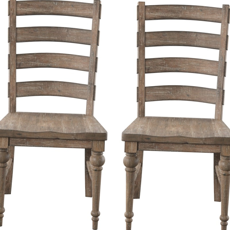 Neutral Taupe Ladderback Dining Chairs – Set of Two