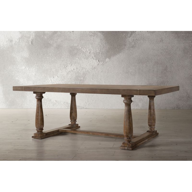 Benson Weathered Oak Dining Table - Farmhouse Charm, Expandable Design, Quick Assembly - solid wood furniture by Chic Woods