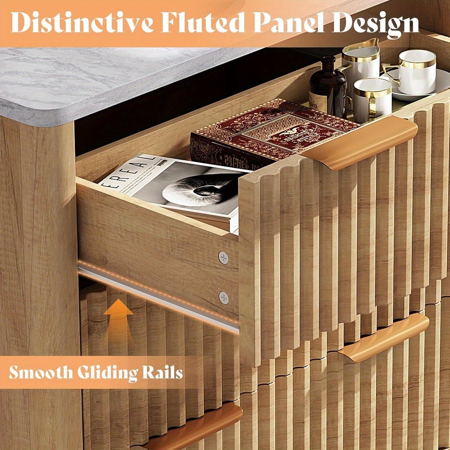Fluted Bedroom Storage Set – Dresser & Tall Chest (2-Piece Set)