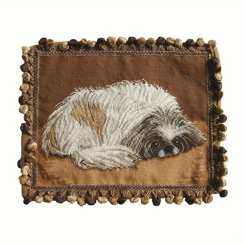 Decorative Needlepoint Hand-Embroidered Wool Throw Pillow