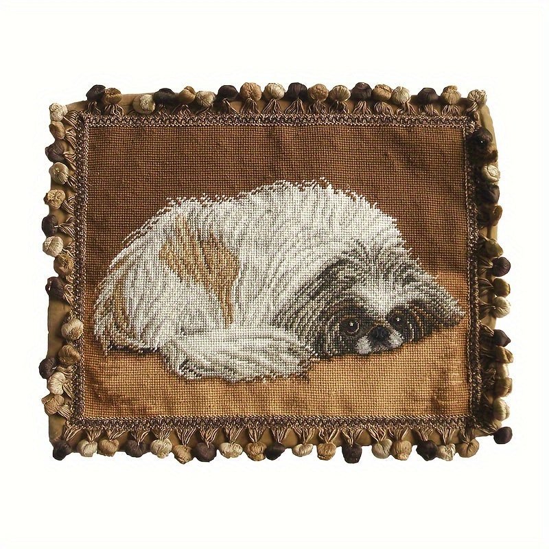 Decorative Needlepoint Hand - Embroidered Wool Throw Pillow - solid wood furniture by Chic Woods