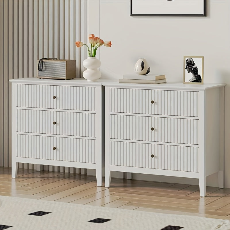 30″ Fluted Nightstand Collection — Sleek Storage Chests in Multiple Finishes