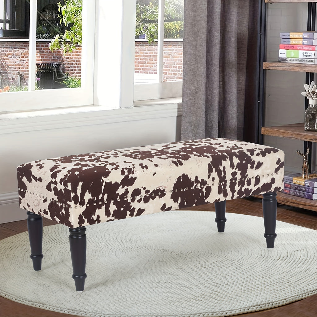 Cow Hide decorative accent bench