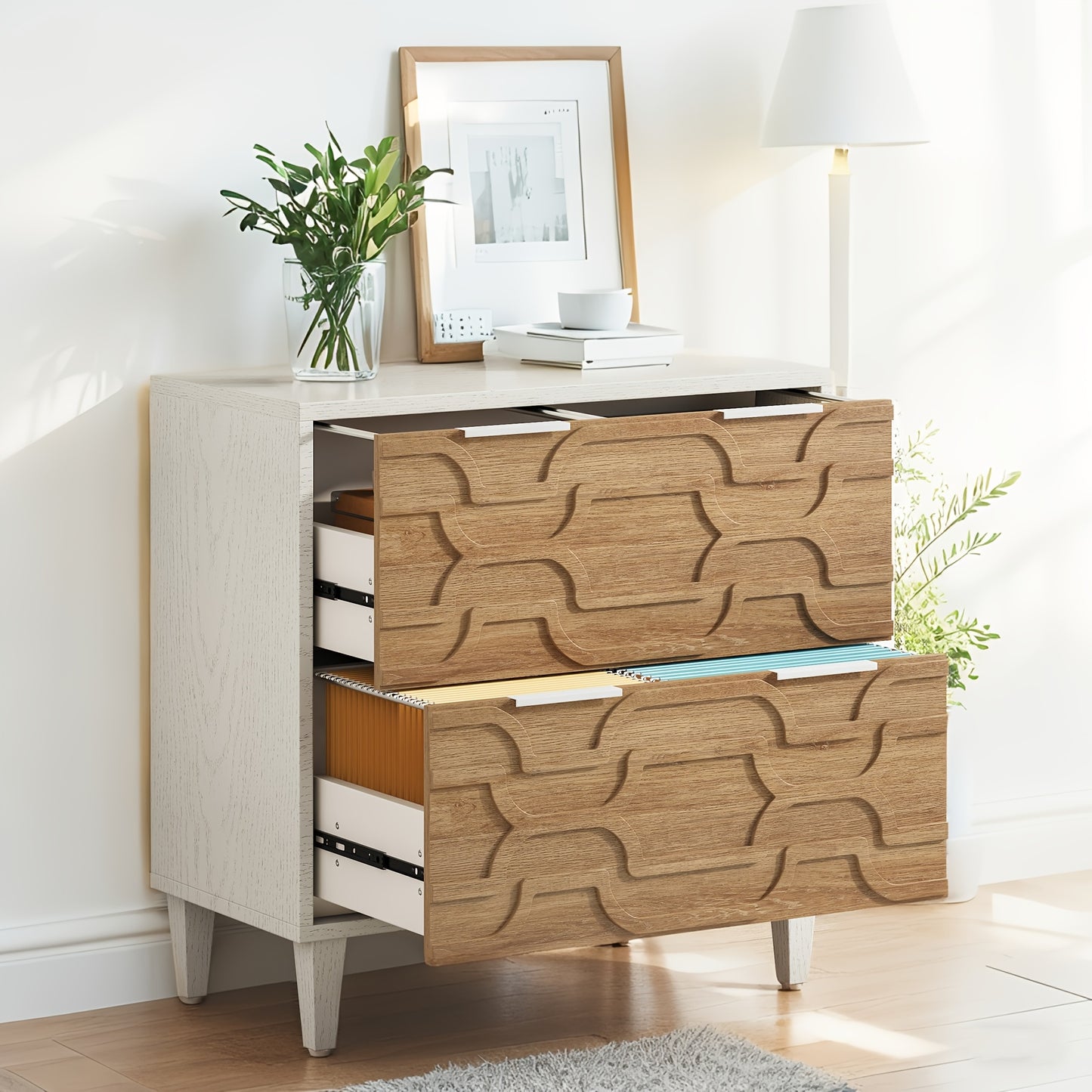 Harper Wide 2-Drawer Wooden Lateral File Cabinet | Home Office Storage for Letter & Legal Files