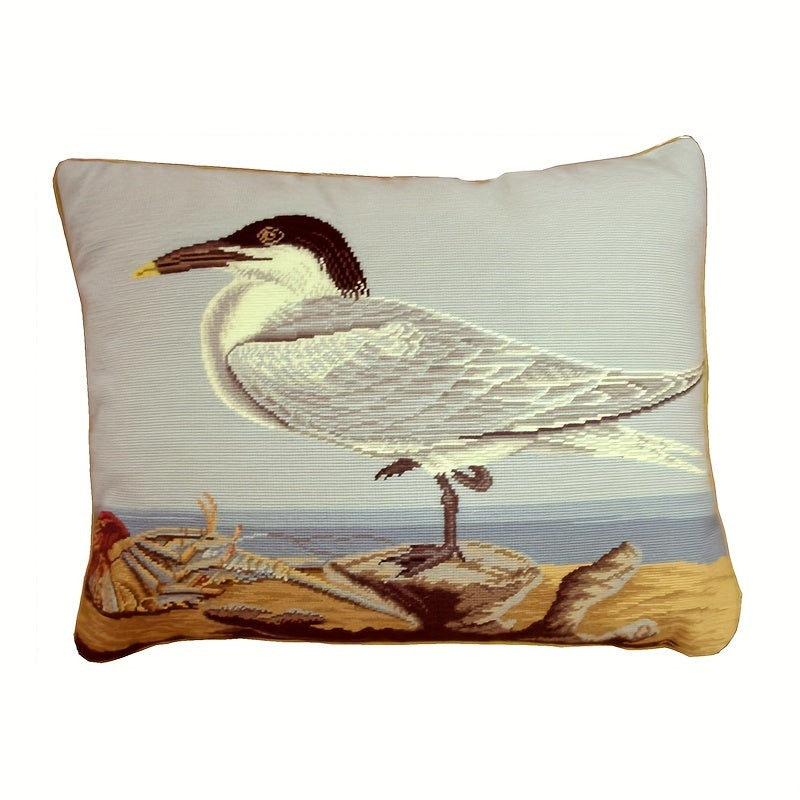 Decorative Needlepoint Hand-Embroidered Wool Throw Pillow