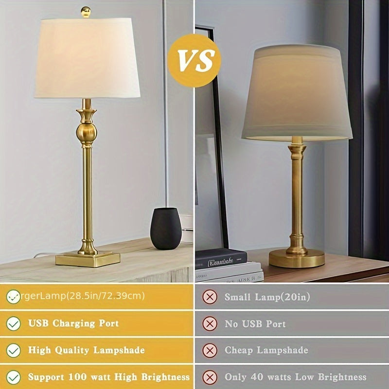 28 Inches Set Of 2, Country Gold Lamps