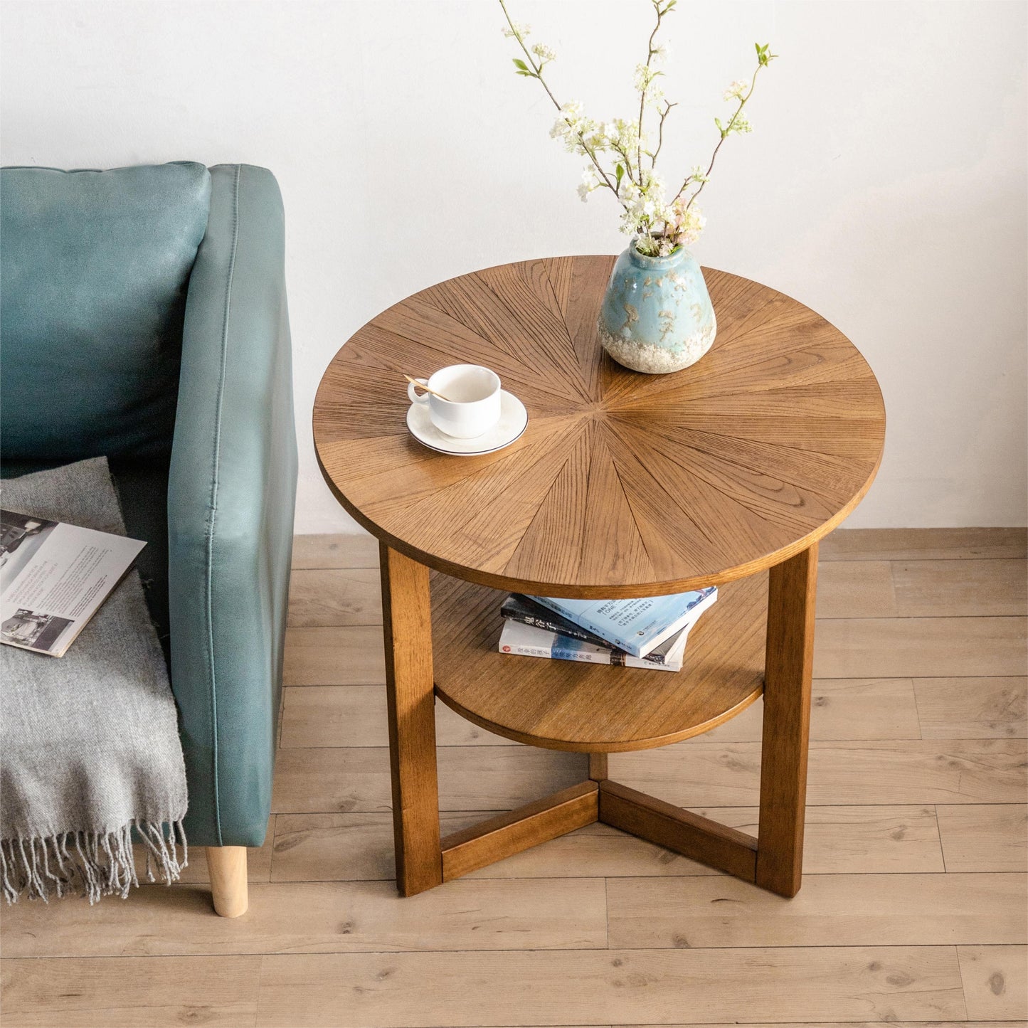 Reclaimed wood Round Side Table