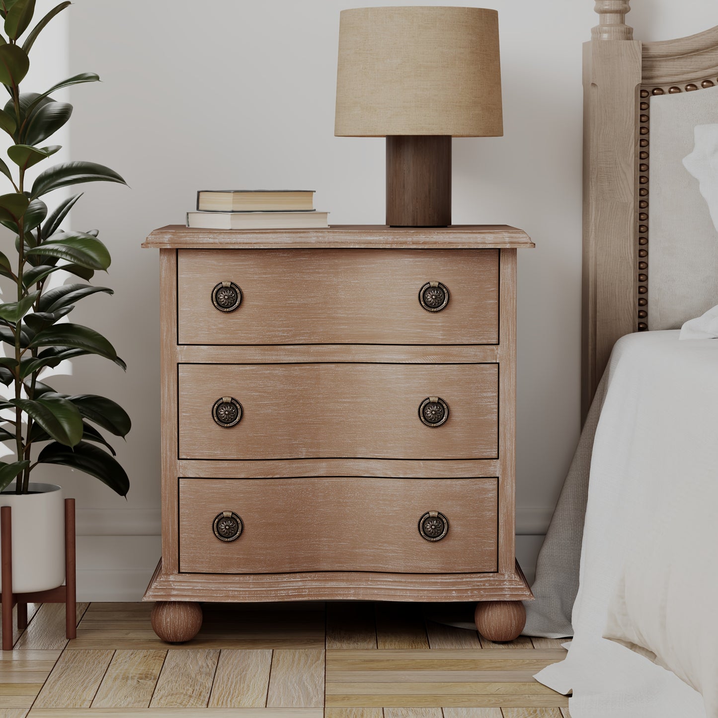 Harrington Farmhouse 3-Drawer Nightstand