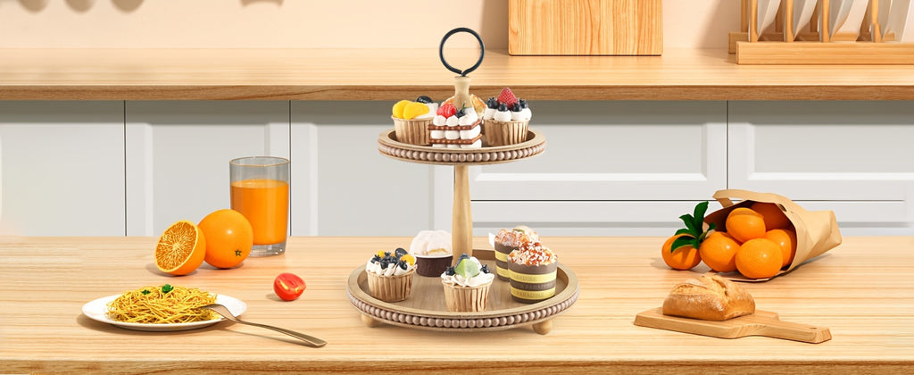 Farmhouse Wooden 2 Tiered Tray