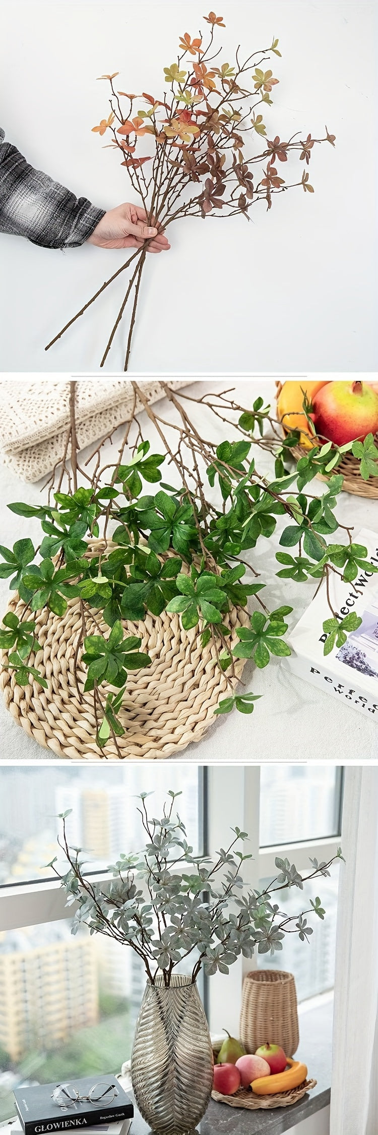 Artificial Flowers Bouquet set of 3 branches