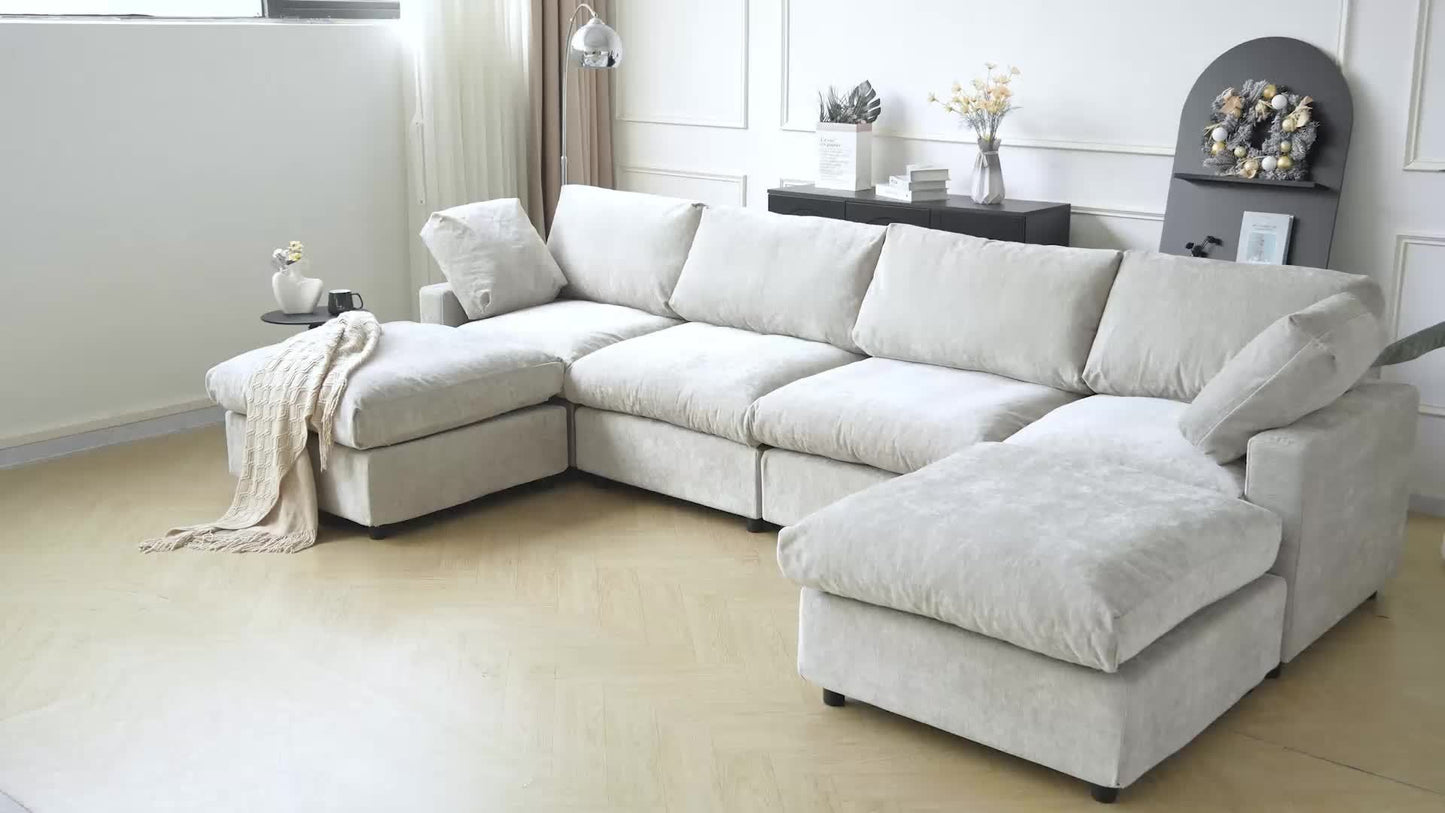 Montclair 134” Modular Lounge Sofa | Oversized L-Shape with Ottoman