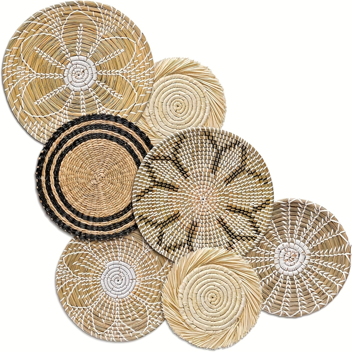 Seagrass Boho Hanging Woven Wall Basket Decor Set